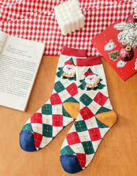 2 Pairs Cute Santa Christmas Socks for Women