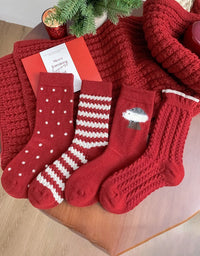 2 Pairs Women’s Warm Red Christmas Knitted Socks