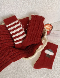 2 Pairs Women’s Warm Red Christmas Knitted Socks