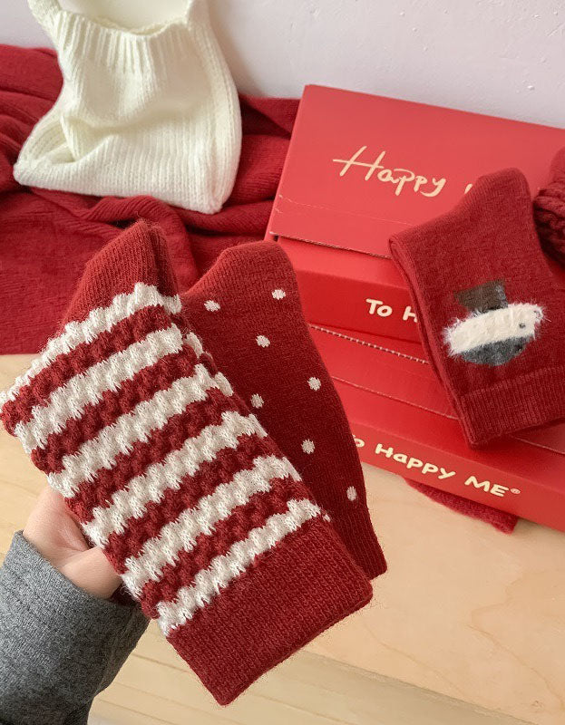 2 Pairs Women’s Warm Red Christmas Knitted Socks