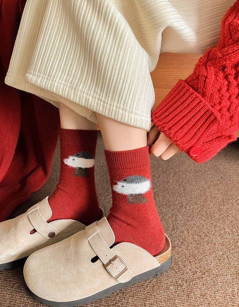 2 Pairs Women’s Warm Red Christmas Knitted Socks