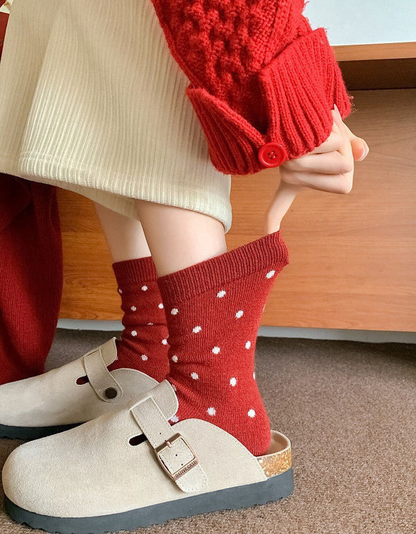 2 Pairs Women’s Warm Red Christmas Knitted Socks