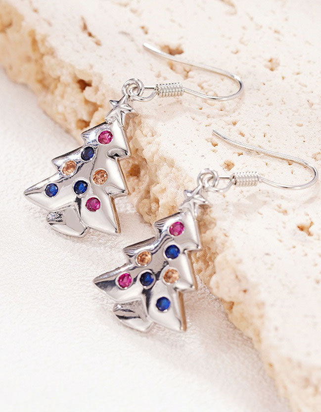 Handmade Colorful Christmas Tree Drop Earrings for Women