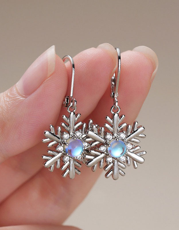 Handmade Snowflake Floral Drop Christmas Earrings for Women