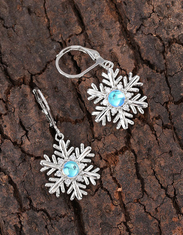 Handmade Snowflake Floral Drop Christmas Earrings for Women