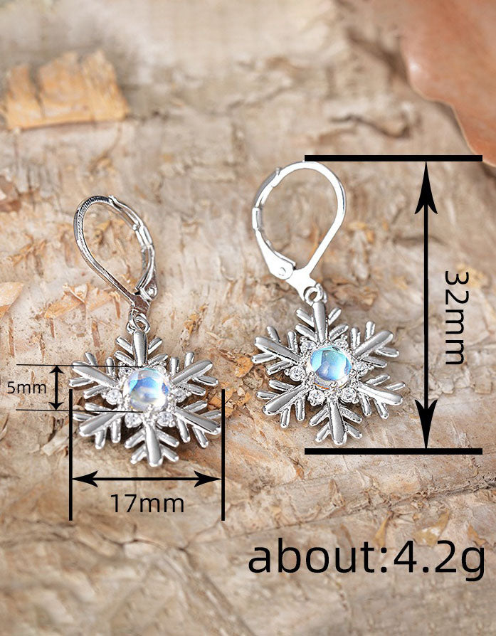Handmade Snowflake Floral Drop Christmas Earrings for Women