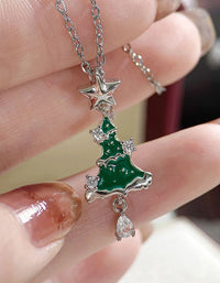 Handmade Unique Star Teardrop Christmas Tree Pendant Necklace