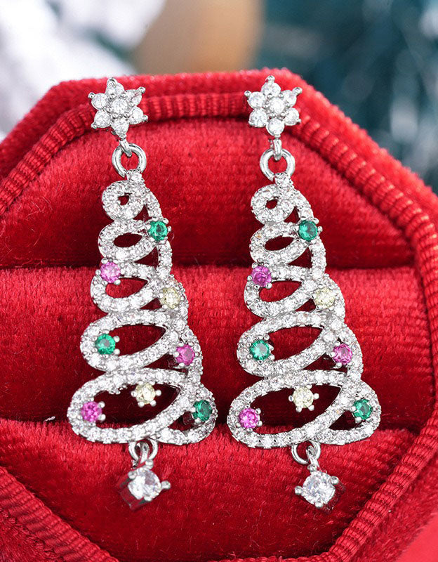 Handmade Christmas Tree Spiral Drop Earrings for Women
