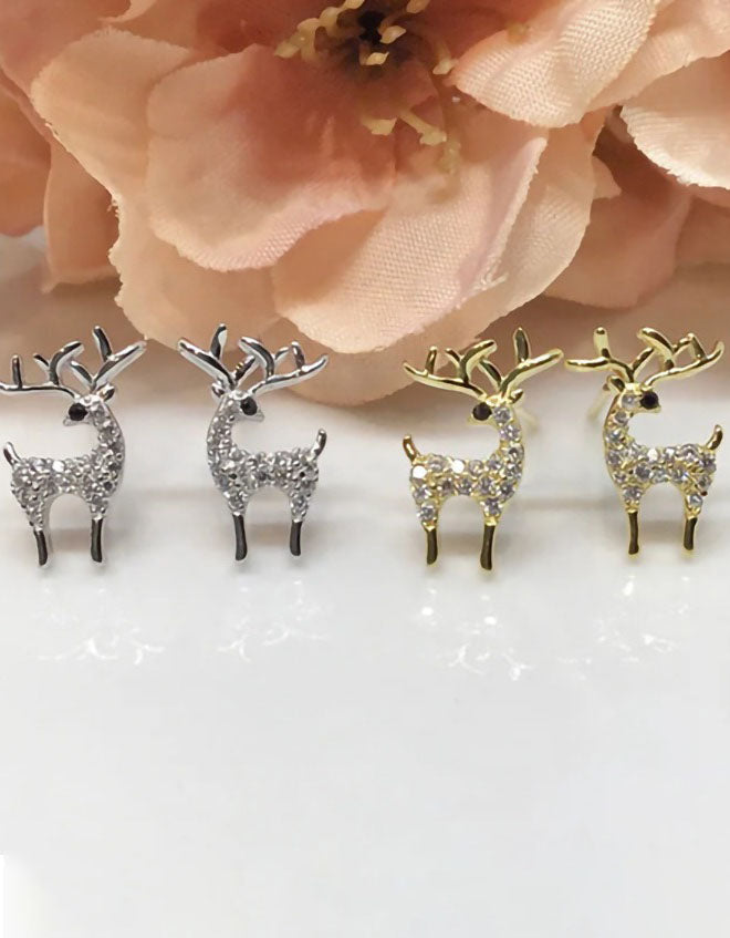 Women's Handmade Cute Christmas Reindeer Stud Earrings