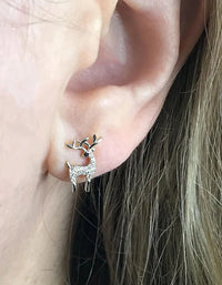 Women's Handmade Cute Christmas Reindeer Stud Earrings