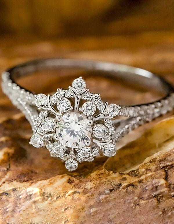 Women's Handmade Elegant Christmas Snowflake Ring