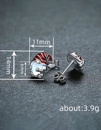 Women's Handmade Moonstone Santa Design Christmas Stud Earrings