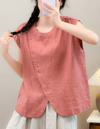 Lightweight Cotton Linen Sleeveless Shirt – Casual Minimalist Women’s Top