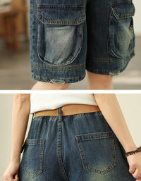 Casual Big Pockets Cargo Denim Shorts