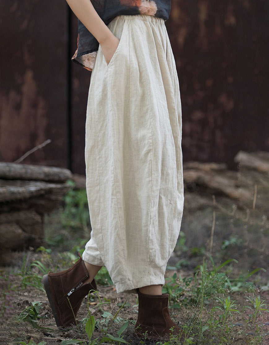 Lightweight breathable linen blend casual pants for women
