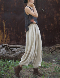 Casual Bohemian Cotton Linen Lantern Pants for Women