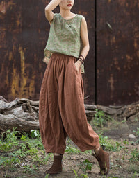 Boho Cotton Linen Lantern Pants Loose Casual Trousers