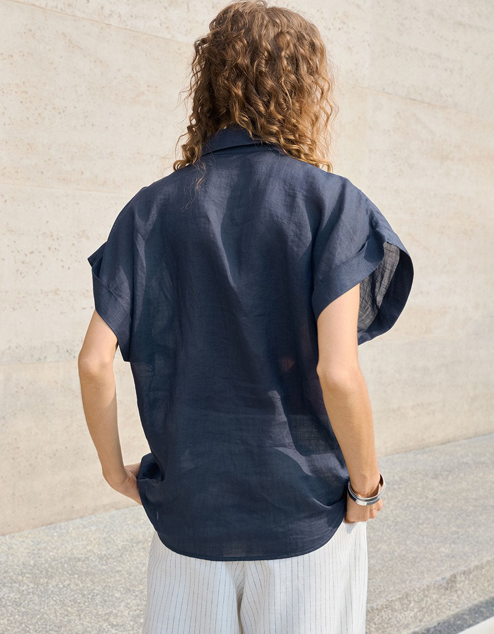 lightweight white linen blouse women casual style