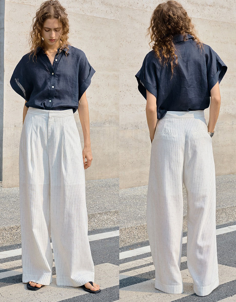 Lightweight White Linen Blouse Women Casual