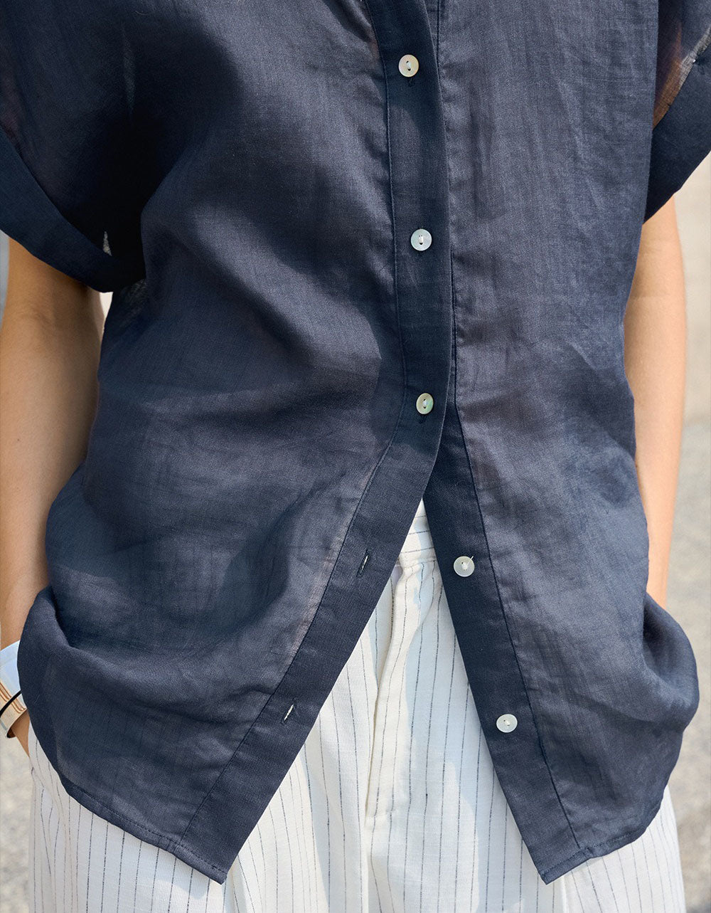 relaxed fit white linen shirt women casual