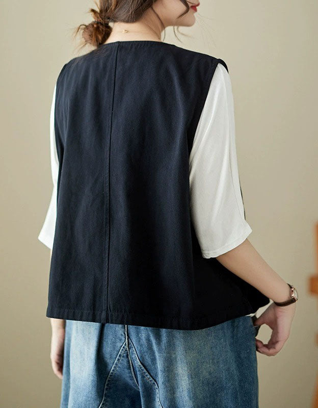 Casual Button Front Linen Women's Vest