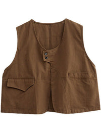 Casual Button Front Linen Women's Vest