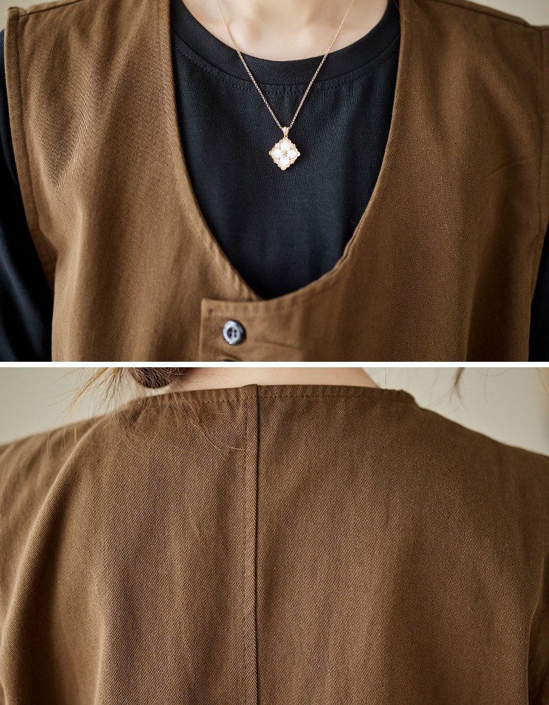 Casual Button Front Linen Women's Vest