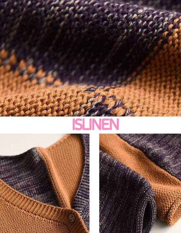 Casual Color Block V-Neck Sweater Cardigan - Islinen