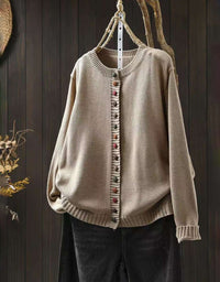 Casual Colorful Button O-Neck Knit Sweater