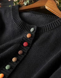 Casual Colorful Button O-Neck Knit Sweater