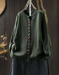 Casual Colorful Button O-Neck Knit Sweater