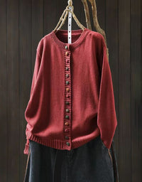 Casual Colorful Button O-Neck Knit Sweater