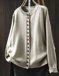 Casual Colorful Button O-Neck Knit Sweater