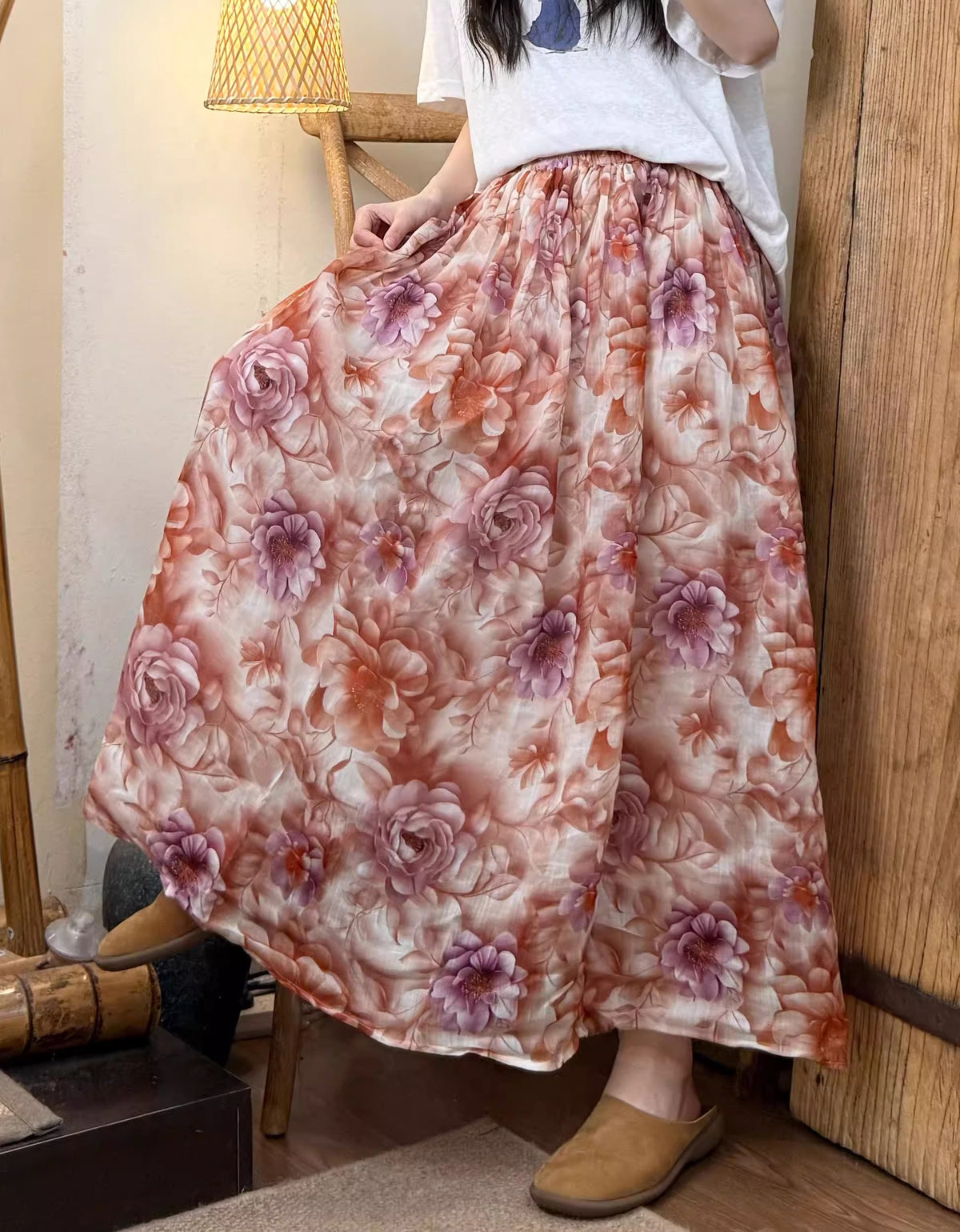 Casual Colorful Retro Patchwork Long Skirt
