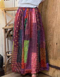 Casual Colorful Retro Patchwork Long Skirt