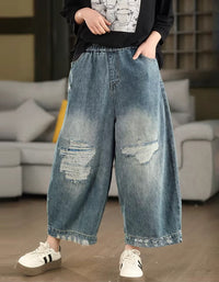 Vintage Washed Wide Leg Jeans Women Loose Fit