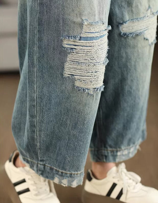 Oversized Wide Leg Denim Pants Women Vintage Wash