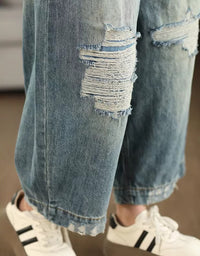 Oversized Wide Leg Denim Pants Women Vintage Wash