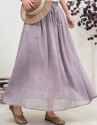 Elegant Elastic Waist Linen Skirt for Everyday Wear