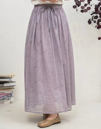 Boho A-Line Linen Long Skirt with Pockets Women