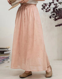 Flowy Bohemian Linen Maxi Skirt for Women
