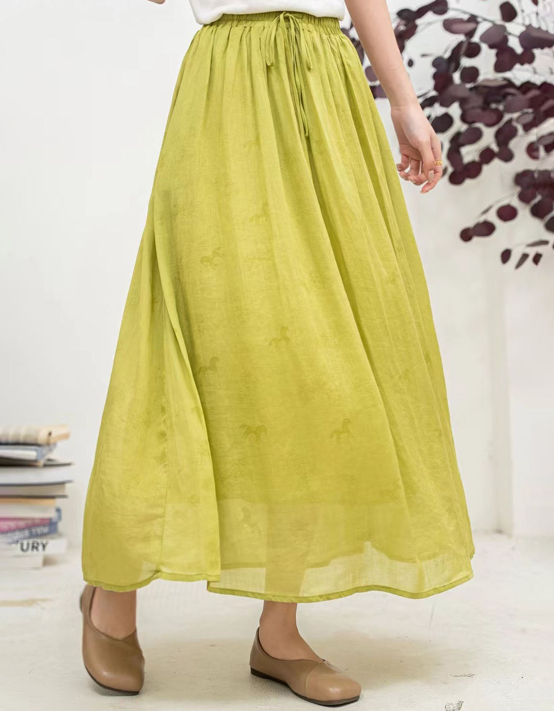 Casual Summer Linen A-Line Long Skirt Women