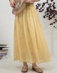 Women’s Loose Fit Linen Maxi Skirt with Pockets