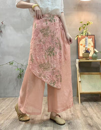 Casual Elegant Embroidered Ramie Linen Pants