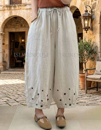 Comfortable Linen Pants Women Elastic Waist Loose