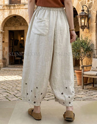 Women’s Lightweight Linen Wide Pants Summer Wear