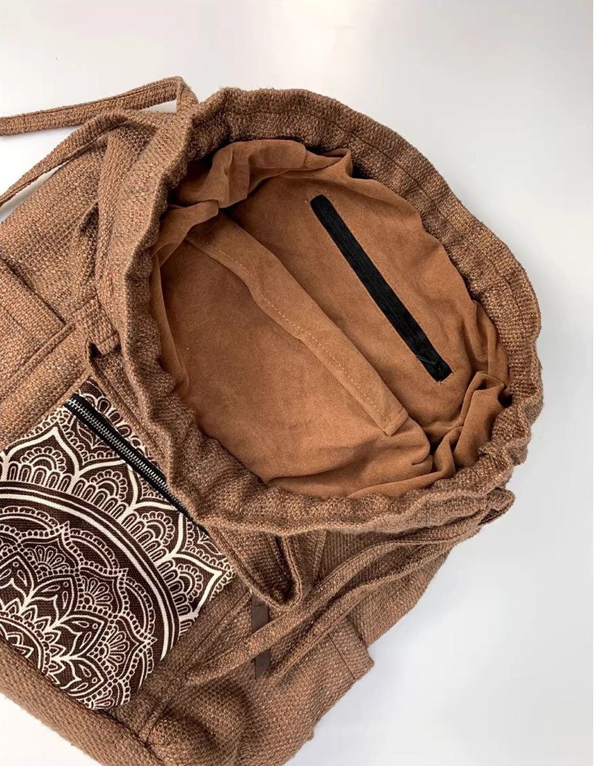 Handmade Style Jute Tote Bag Boho Casual Shoulder