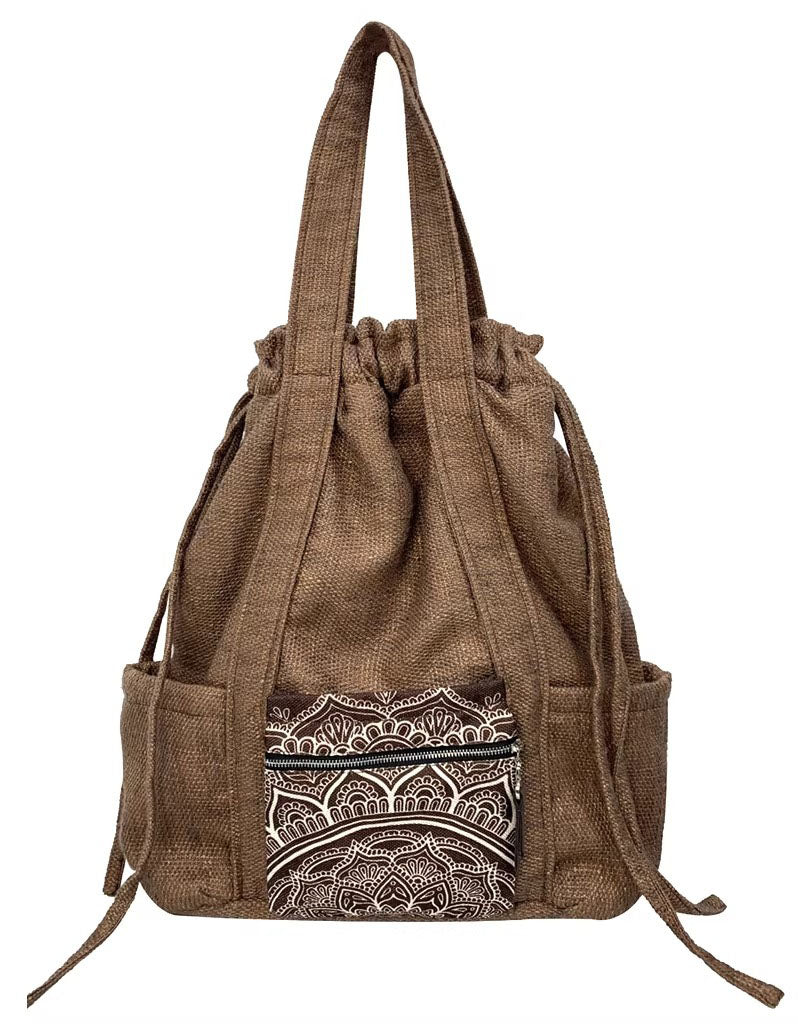 Natural Jute Tote Bag Drawstring Boho Eco Handbag