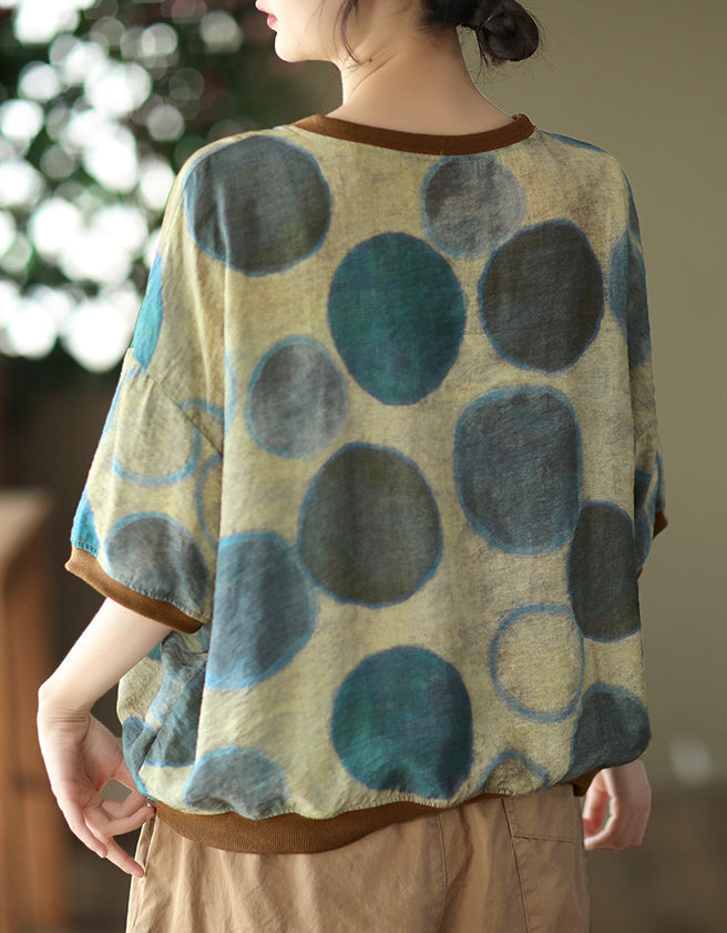 Casual Floral Lightweight Cotton Linen T-Shirt