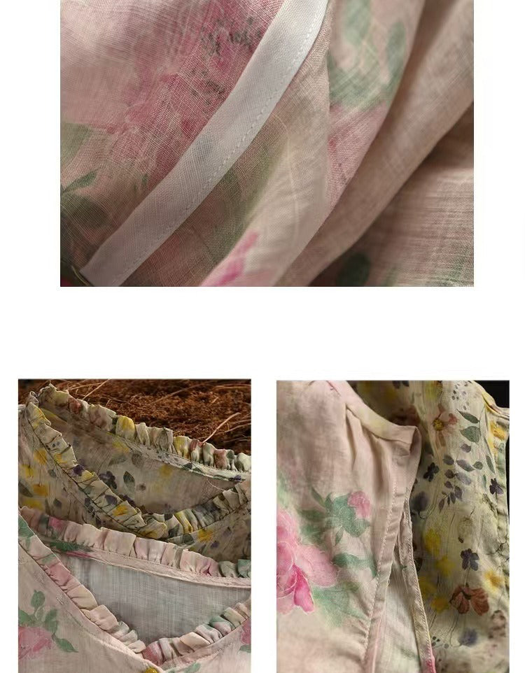 Casual Floral Pattern Sleeveless Shirt